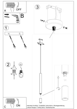 Hängelampe schmal Ø 4 cm Metall Glas G9 Zylinder Modern