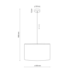 Hängelampe Schwarz Ø 50 cm H: max. 180 cm E27 Stoff