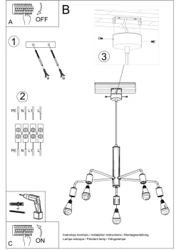 Hängelampe Schwarz Ø 60 cm Retro 5-flammig E27