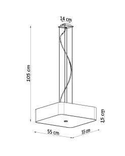 Hängelampe Schwarz blendarm B: 55 cm Stoff Glas
