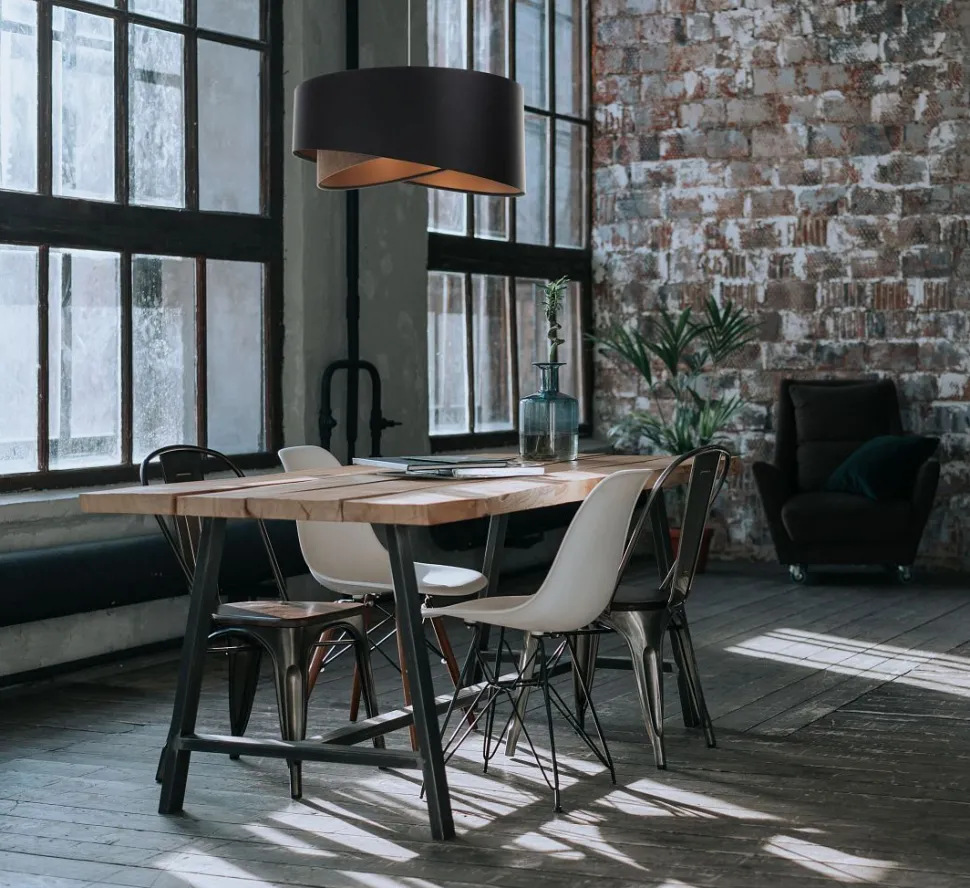 Hängelampe Schwarz Braun Gold E27 rund D: 50 cm Latex