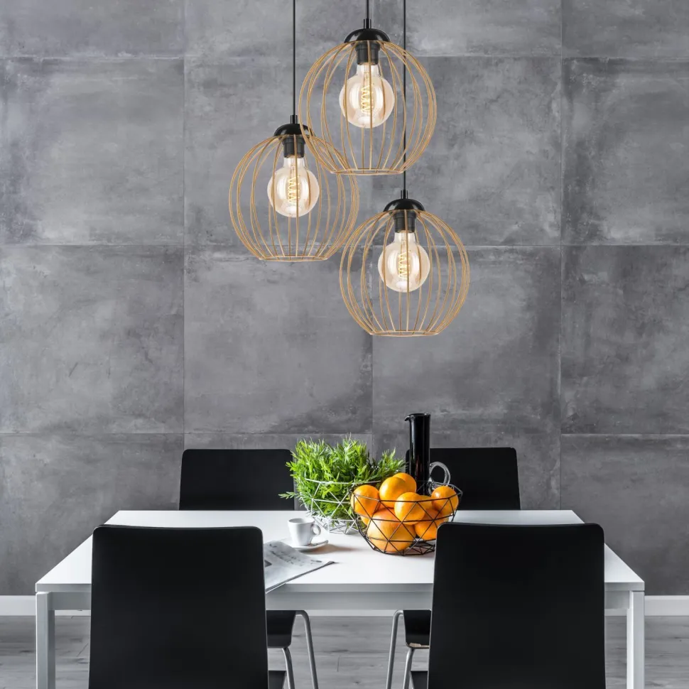 Hängelampe Schwarz Braungold Ø 50 cm Metall cm verstellbar