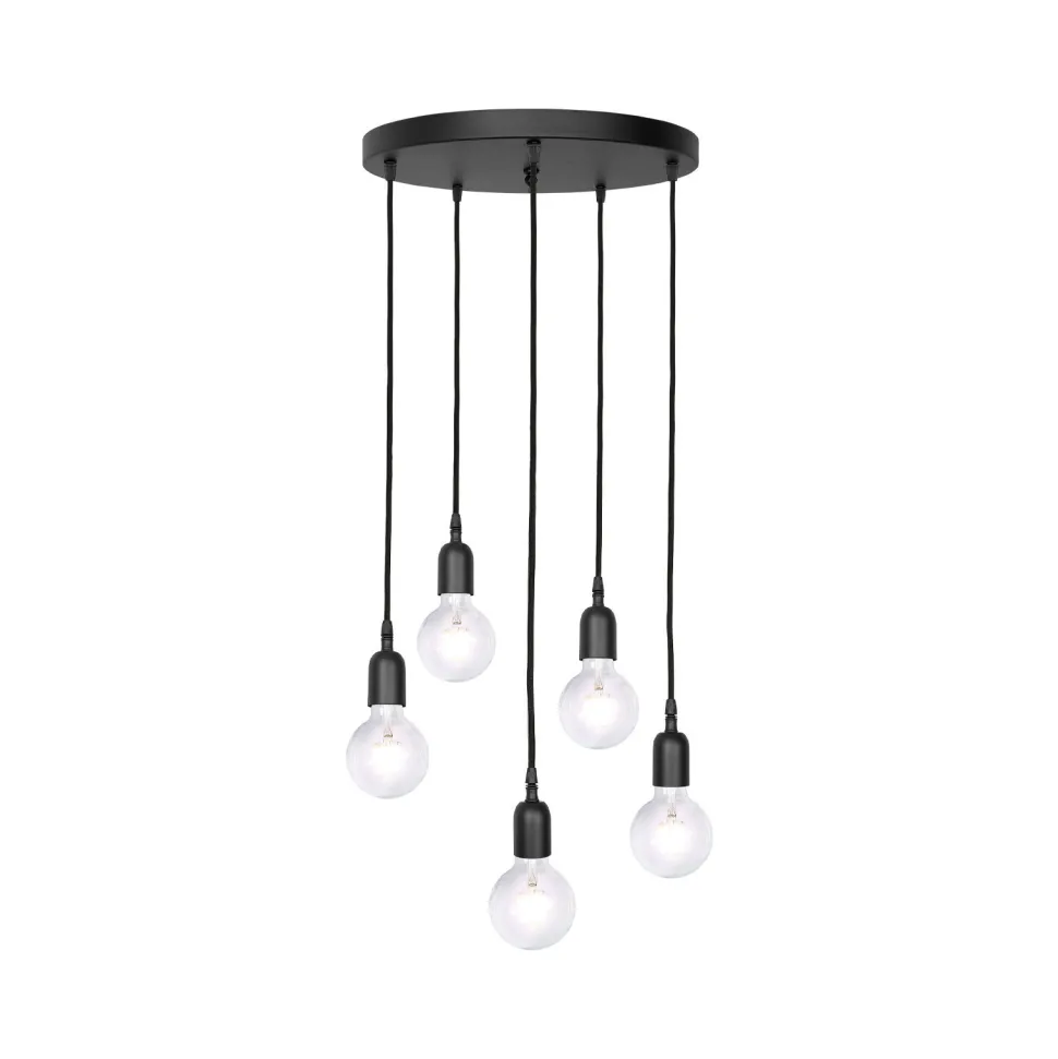 Hängelampe Schwarz 5-flammig E27 Ø 40 cm Messing Eisen