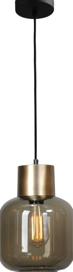 Hängelampe Schwarz Gold Ø 20 cm Glas Metall Esstisch