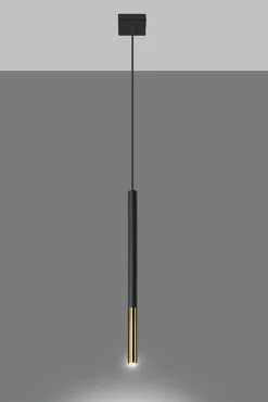 Hängelampe Schwarz Gold Ø 2,5 cm schmal Metall Zylinder