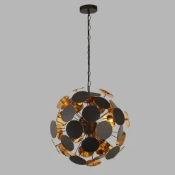 Hängelampe Schwarz Gold Ø47cm H: max. 135cm 4x E14 Metall