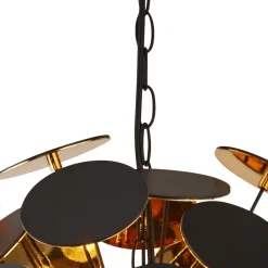 Hängelampe Schwarz Gold Ø47cm H: max. 135cm 4x E14 Metall