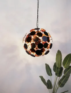 Hängelampe Schwarz Gold Ø47cm H: max. 135cm 4x E14 Metall