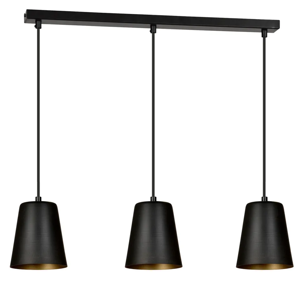 Hängelampe Schwarz Gold 3-flammig höhenverstellbar