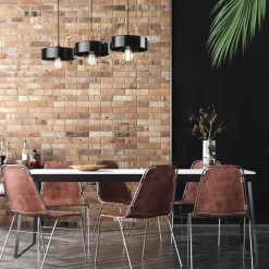 Hängelampe Schwarz Gold 3-flammig E27 B: 60 cm Metall