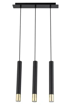 Hängelampe Schwarz Gold Metall Modern 3-flammig