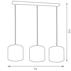 Hängelampe Schwarz Gold Stoff Metall L:75 cm blendarm