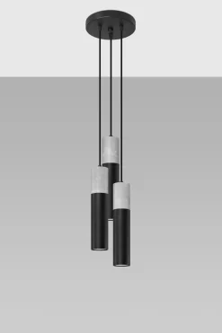 Hängelampe Schwarz Grau Ø 20 cm Metall Beton 3-flammig