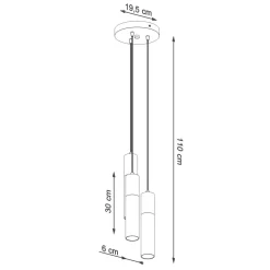 Hängelampe Schwarz Grau Ø 20 cm Metall Beton 3-flammig