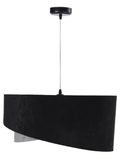 Hängelampe Schwarz Grau E27 rund Ø 50 cm Stoff Velours Optik