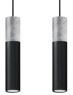 Hängelampe Schwarz Grau Metall Beton 2-flmg Esstisch