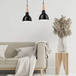 Hängelampe Schwarz Holz Esszimmer Skandinavisch