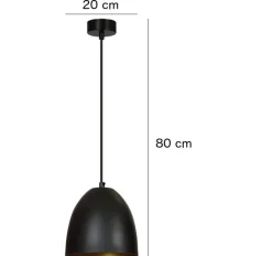 Hängelampe Schwarz innen Gold Ø20cm Esstisch ANNIE