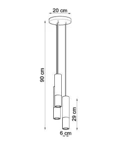 Hängelampe Schwarz Kupfer 3-flammig höhenverstellbar