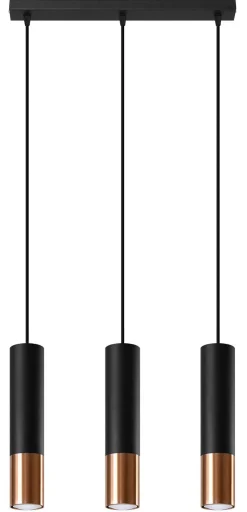 Hängelampe Schwarz Kupfer 3-flammig B: 45 cm Metall