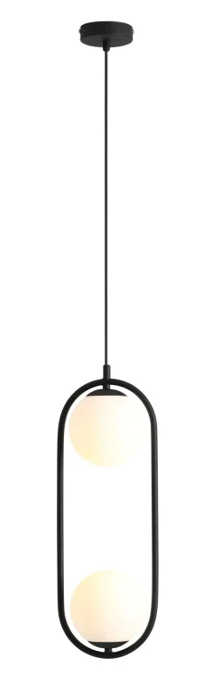 Hängelampe Schwarz Metall Glas L:18,5 cm E14 2-flammig