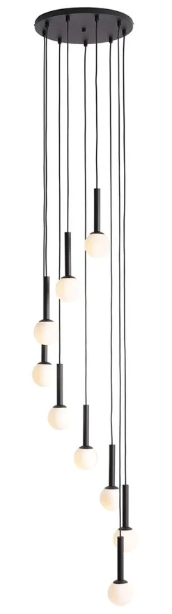 Hängelampe Schwarz Metall Glas G9 blendarm Ø36 cm rund