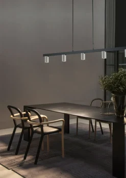 Hängelampe Schwarz Nickel 130 cm breit Metall Esszimmer