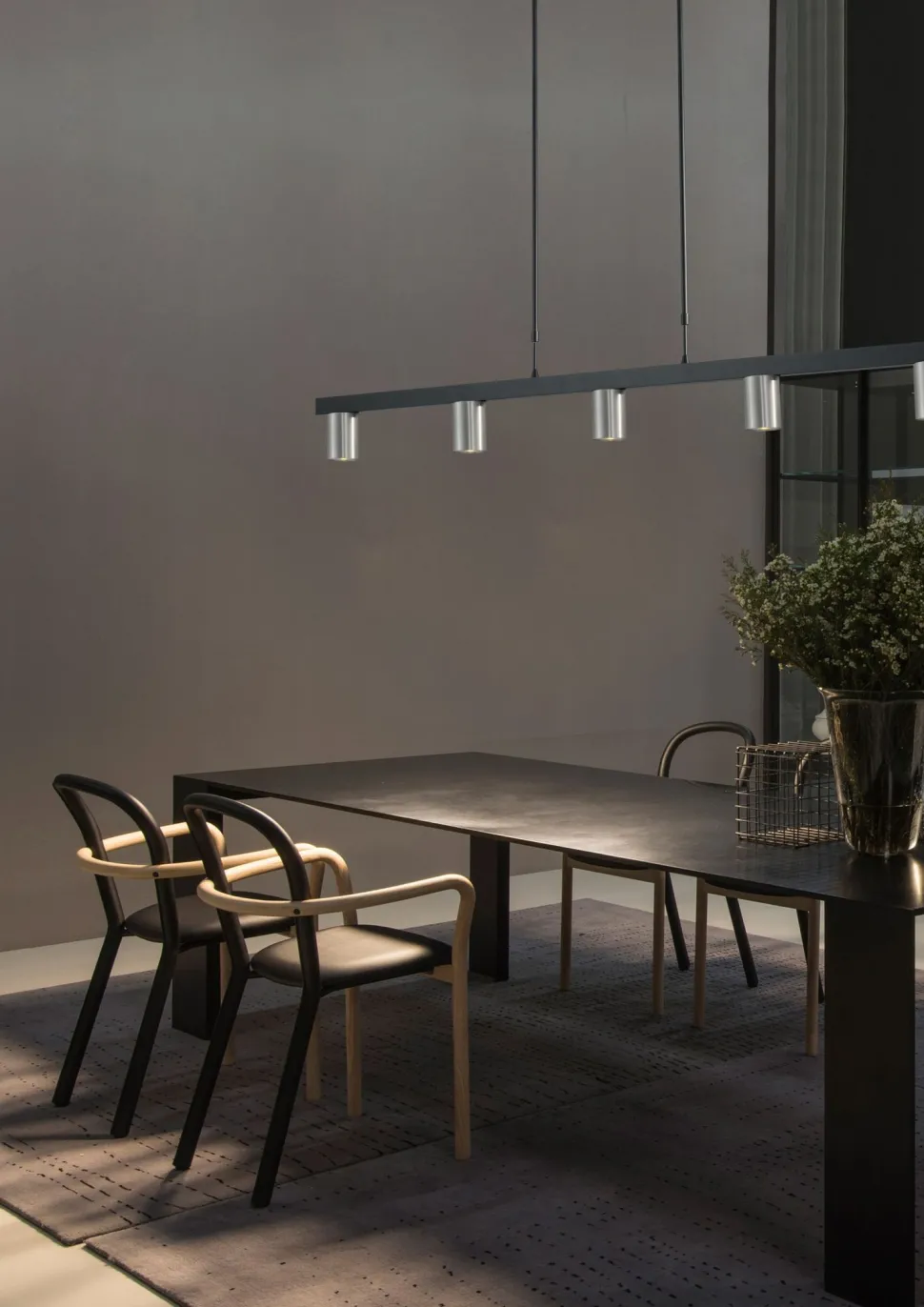 Hängelampe Schwarz Nickel 130 cm breit Metall Esszimmer