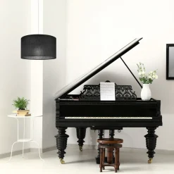 Hängelampe Schwarz rund Ø 35 cm E27 verstellbar Stoff ISIDE