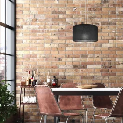 Hängelampe Schwarz rund Ø 35 cm E27 verstellbar Stoff ISIDE