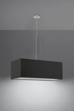 Hängelampe Schwarz Stoff Glas eckig B: 80 cm Modern
