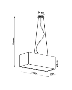 Hängelampe Schwarz Stoff Glas eckig B: 80 cm Modern