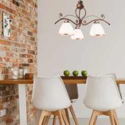 Hängelampe Shabby Braun Esstisch Jugendstil 3-flmg