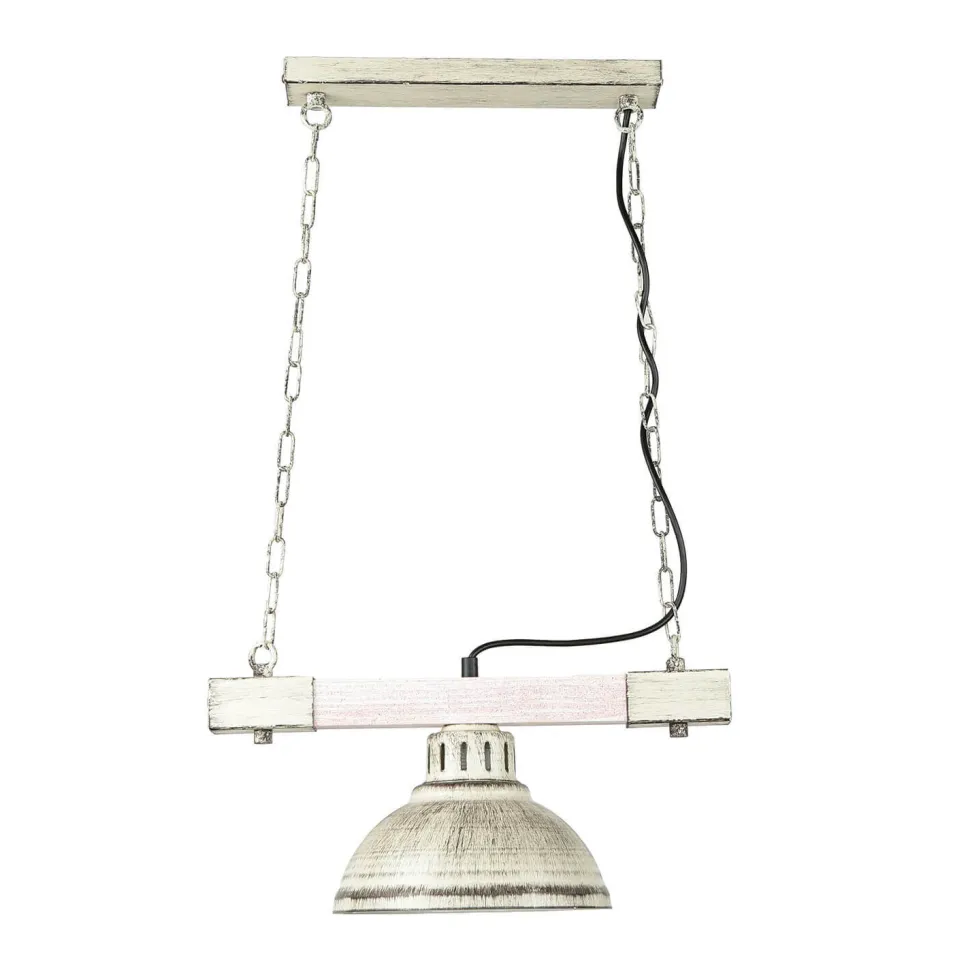 Hängelampe Shabby Weiß Metall Holz dekorativ E27 HAKON