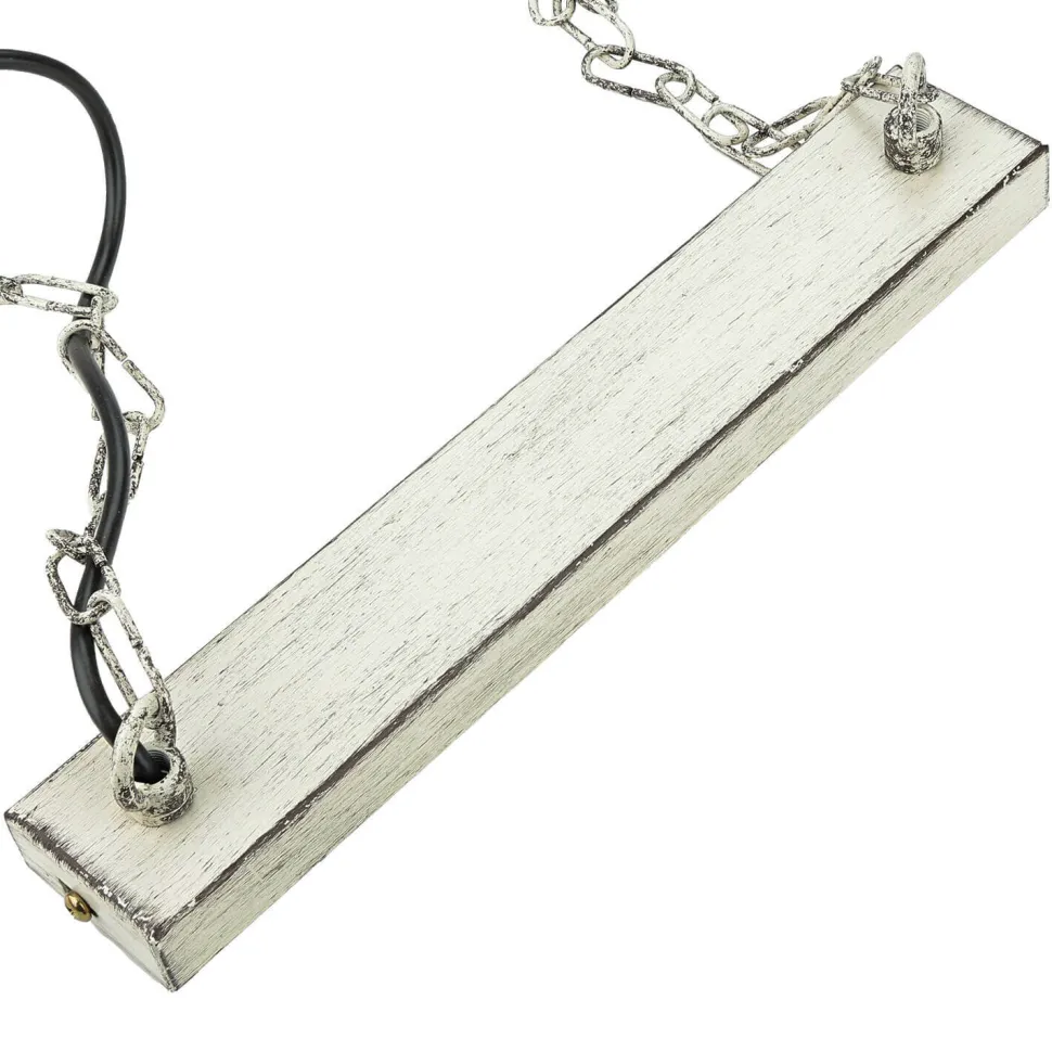 Hängelampe Shabby Weiß Metall Holz dekorativ E27 HAKON