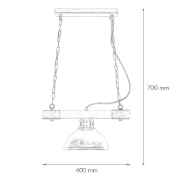 Hängelampe Shabby Weiß Metall Holz dekorativ E27 HAKON