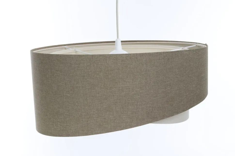 Hängelampe Stoff Ø 60 cm rund groß Braun Creme Modern