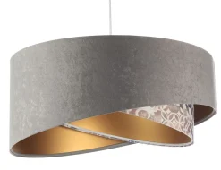 Hängelampe Stoff Ø 50 cm Velours Optik Grau Beige Gold E27