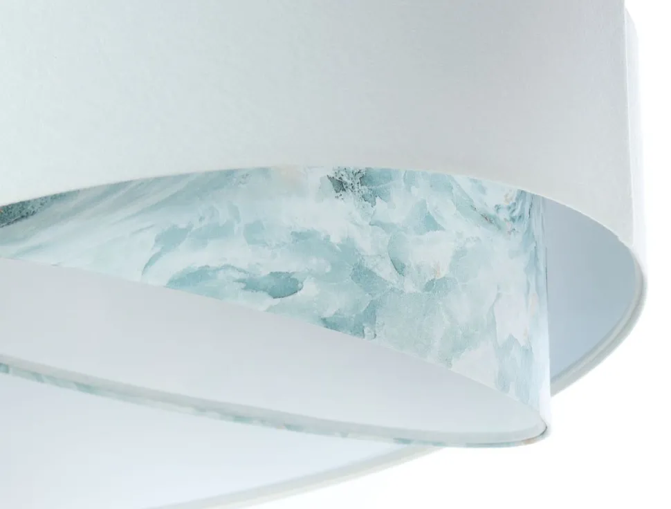 Hängelampe Stoff Ø 50 cm Weiß Hellblau marmoriert rund E27