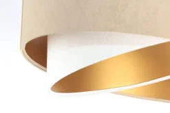 Hängelampe Stoff Beige Gold E27 rund D: 50 cm Velours Optik