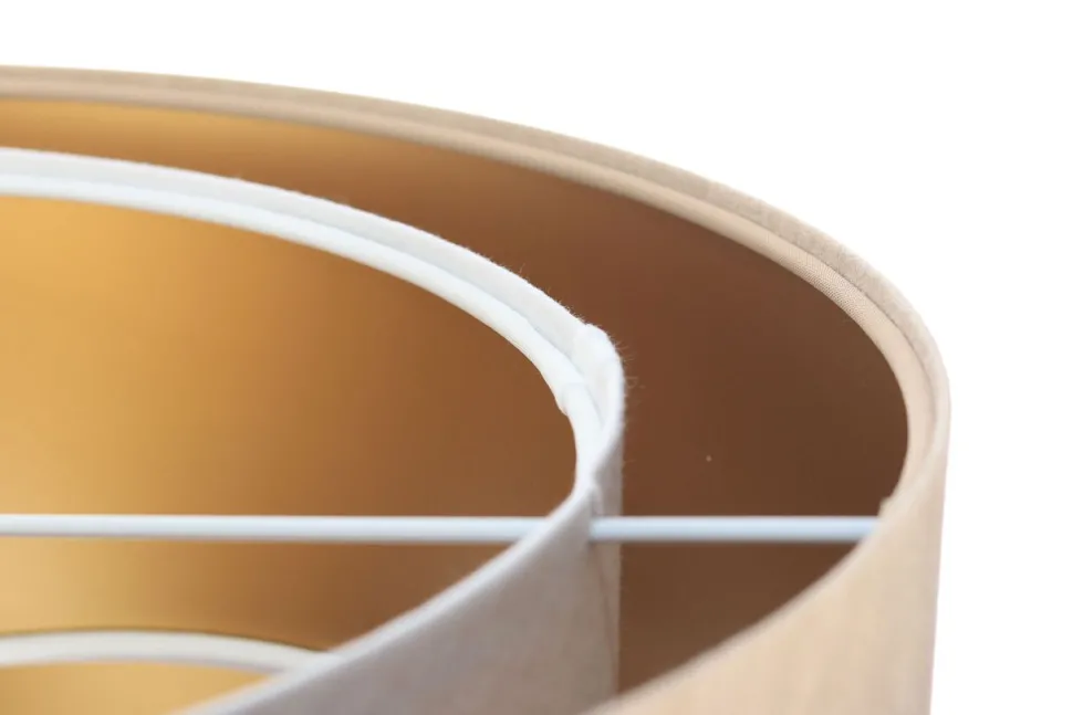 Hängelampe Stoff Beige Gold E27 rund D: 50 cm Velours Optik