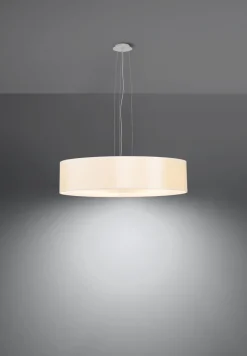 Hängelampe Stoff Glas Ø 50 cm rund Weiß 5x E27 ZIROLI