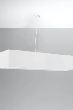 Hängelampe Stoff Glas Weiß 120 cm breit blendarm 5x E27