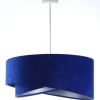 Hängelampe Stoff Kobaltblau Silber E27 rund D: 50 cm