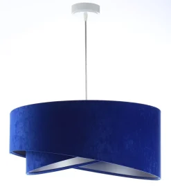 Hängelampe Stoff Kobaltblau Silber E27 rund D: 50 cm