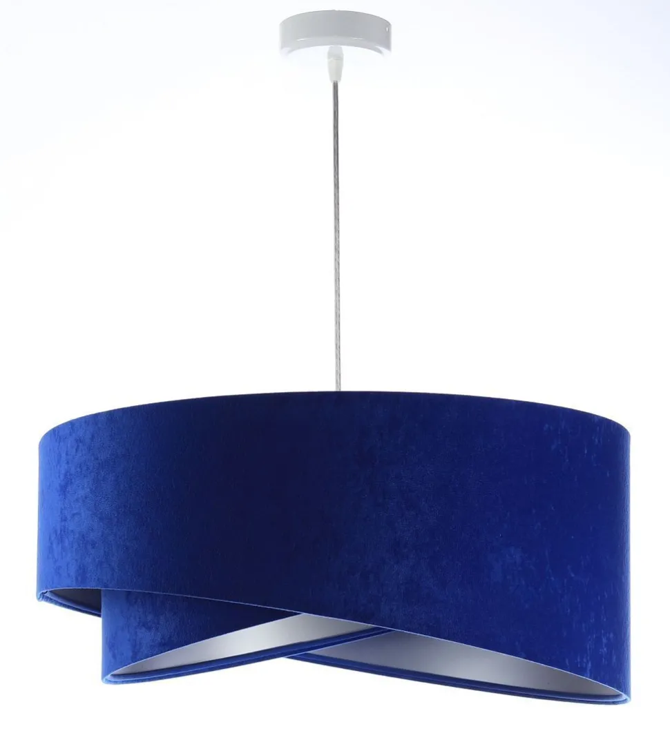 Hängelampe Stoff Kobaltblau Silber E27 rund D: 50 cm