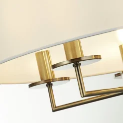 Hängelampe Stoff Metall Ø 55 cm 5x E14 in Messing Antik Weiß