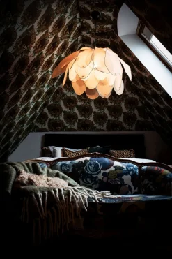 Hängelampe Stoff Metall E27 80 cm breit biegsam Natur