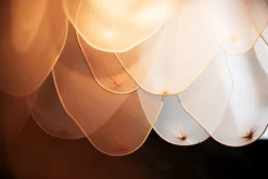 Hängelampe Stoff Metall E27 80 cm breit biegsam Natur