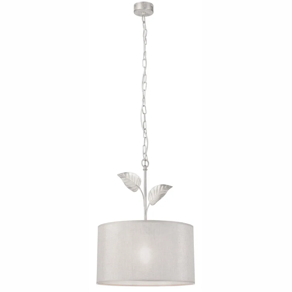 Hängelampe Stoff Metall in Silber E27 Ø 35 cm Landhaus